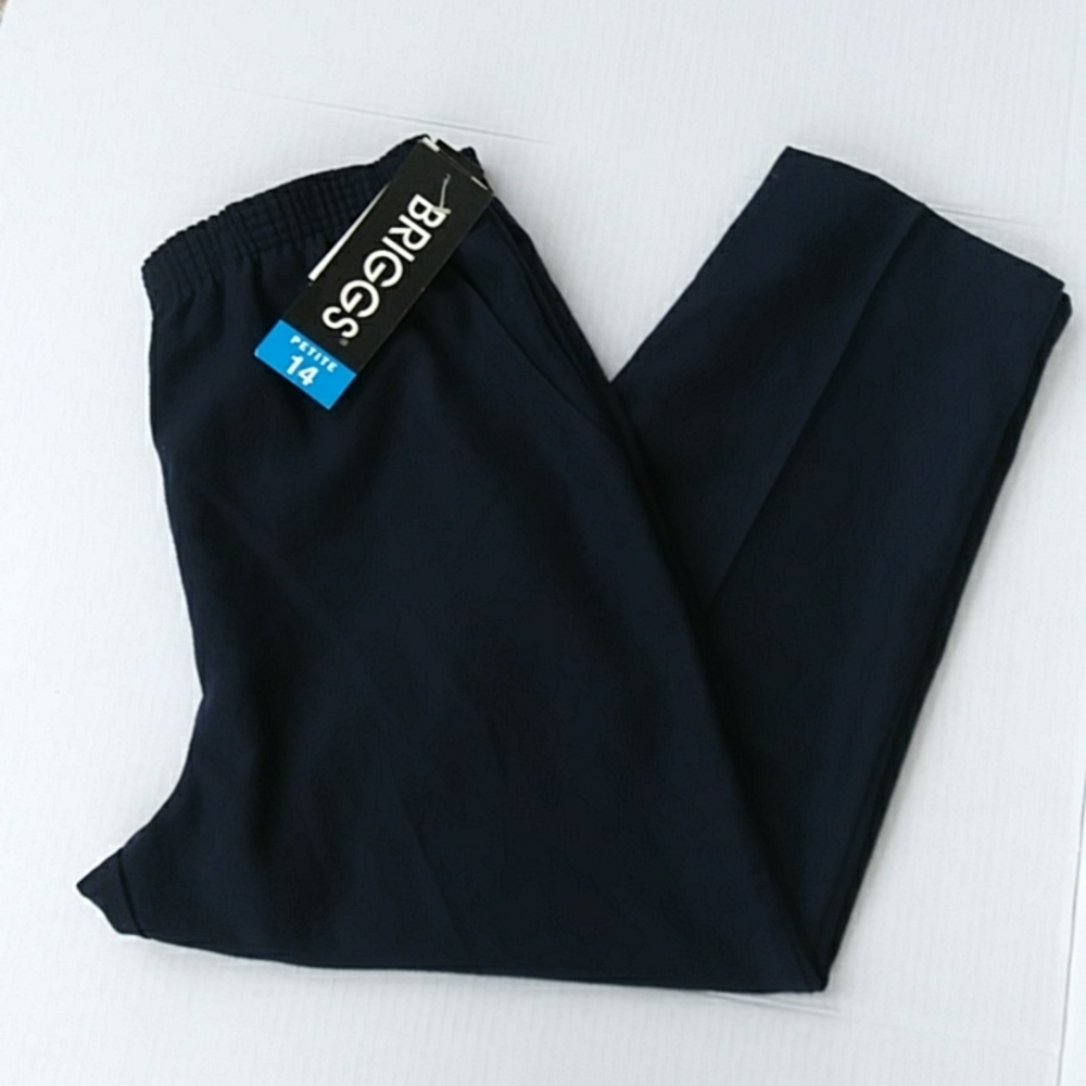 New Vintage Briggs Flannel High Waisted Pants 14 Petite Short Navy